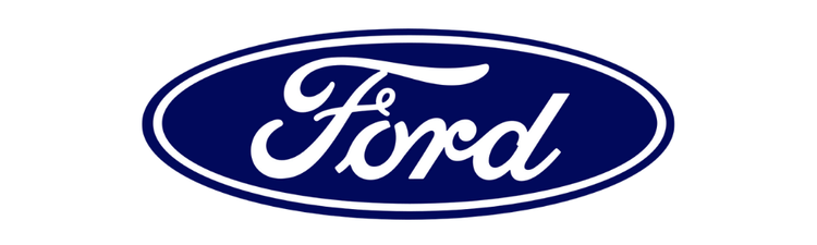 The image shows the Ford logo, featuring the word "Ford" in white cursive lettering inside a blue oval with a white and blue border.