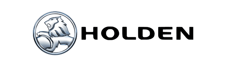 Holden logo featuring a silver lion with its paw on a stone, enclosed in a circle, next to the word "HOLDEN" in bold black letters on a white background.
