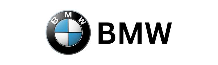BMW logo with a circular emblem divided into blue and white quarters on the left, and the bold black letters "BMW" on the right, all on a white background.
